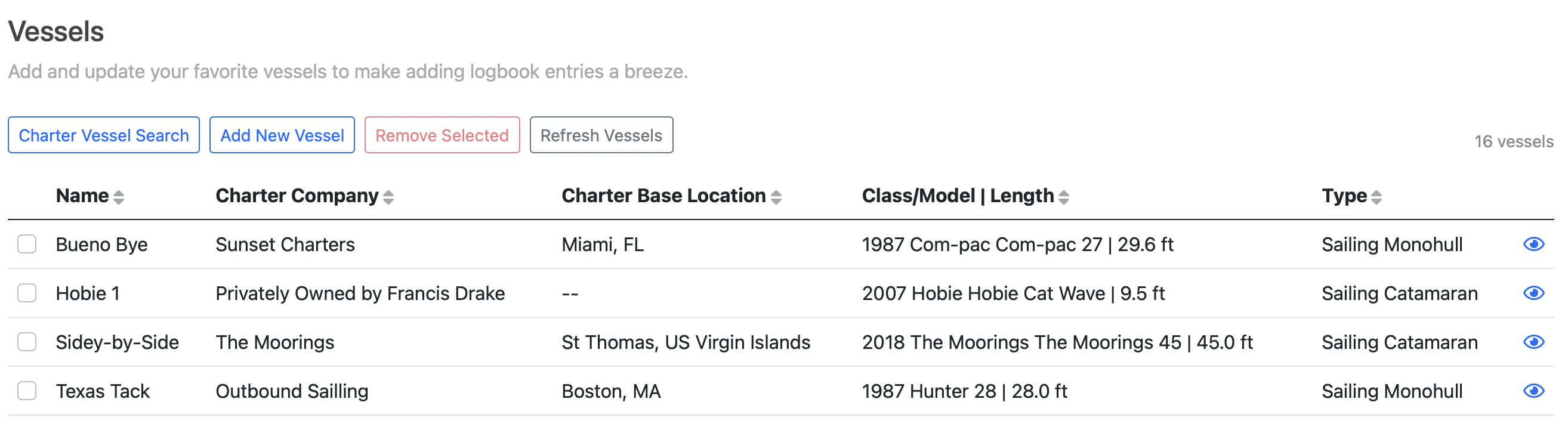 Verified Sailor Vessels Screen